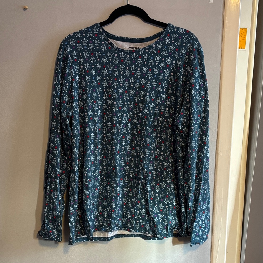 Lands' End Navy Star Print Shirt